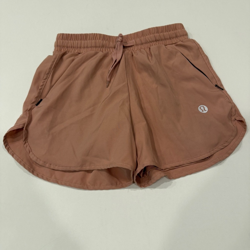 Women Athletic Running Shorts Mauve Pink Size Medium Drawstring